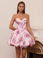 Ball-Gown Sweetheart Pleated Short/Mini Corset Homecoming Dress