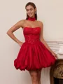 Ball-Gown Straight Appliques Lace Short/Mini Taffeta Corset Homecoming Dress