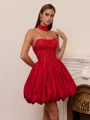 Ball-Gown Straight Appliques Lace Short/Mini Taffeta Corset Homecoming Dress