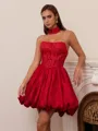 Ball-Gown Straight Appliques Lace Short/Mini Taffeta Corset Homecoming Dress