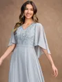 A-Line/Princess Chiffon Applique V-neck 1/2 Sleeves Floor-Length Mother of the Bride Dresses