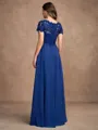 A-Line/Princess Chiffon Lace V-neck Short Sleeves Floor-Length Mother of the Bride Dresses