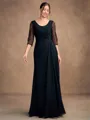 A-Line/Princess Chiffon Ruched Scoop 3/4 Sleeves Floor-Length Mother of the Bride Dresses