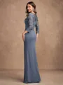 Sheath/Column Jersey Lace V-neck 3/4 Sleeves Floor-Length Mother of the Bride Dresses