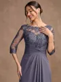 A-Line/Princess Chiffon Applique Scoop 3/4 Sleeves Floor-Length Mother of the Bride Dresses