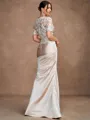 Sheath/Column Satin Lace Sweetheart Short Sleeves Floor-Length Mother of the Bride Dresses