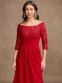 A-Line/Princess Stretch Crepe Lace Off-the-Shoulder 3/4 Sleeves Floor-Length Mother of the Bride Dresses