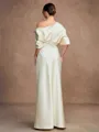 Sheath/Column Charmeuse Ruched Off-the-Shoulder Short Sleeves Floor-Length Mother of the Bride Dresses