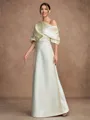 Sheath/Column Charmeuse Ruched Off-the-Shoulder Short Sleeves Floor-Length Mother of the Bride Dresses