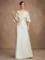 Sheath/Column Charmeuse Ruched Off-the-Shoulder Short Sleeves Floor-Length Mother of the Bride Dresses