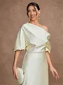 Sheath/Column Charmeuse Ruched Off-the-Shoulder Short Sleeves Floor-Length Mother of the Bride Dresses