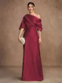 Sheath/Column Charmeuse Ruched Off-the-Shoulder Short Sleeves Floor-Length Mother of the Bride Dresses