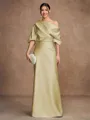Sheath/Column Charmeuse Ruched Off-the-Shoulder Short Sleeves Floor-Length Mother of the Bride Dresses
