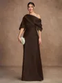 Sheath/Column Charmeuse Ruched Off-the-Shoulder Short Sleeves Floor-Length Mother of the Bride Dresses