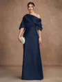 Sheath/Column Charmeuse Ruched Off-the-Shoulder Short Sleeves Floor-Length Mother of the Bride Dresses