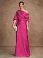 Sheath/Column Charmeuse Ruched Off-the-Shoulder Short Sleeves Floor-Length Mother of the Bride Dresses