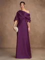 Sheath/Column Charmeuse Ruched Off-the-Shoulder Short Sleeves Floor-Length Mother of the Bride Dresses