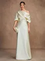 Sheath/Column Charmeuse Ruched Off-the-Shoulder Short Sleeves Floor-Length Mother of the Bride Dresses