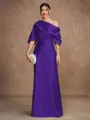 Sheath/Column Charmeuse Ruched Off-the-Shoulder Short Sleeves Floor-Length Mother of the Bride Dresses