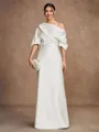 Sheath/Column Charmeuse Ruched Off-the-Shoulder Short Sleeves Floor-Length Mother of the Bride Dresses