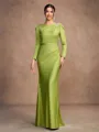 Sheath/Column Jersey Ruched Scoop Long Sleeves Floor-Length Mother of the Bride Dresses