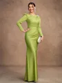 Sheath/Column Jersey Ruched Scoop Long Sleeves Floor-Length Mother of the Bride Dresses