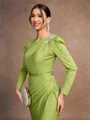 Sheath/Column Jersey Ruched Scoop Long Sleeves Floor-Length Mother of the Bride Dresses