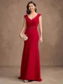 Sheath/Column Stretch Crepe Beading V-neck Sleeveless Floor-Length Mother of the Bride Dresses
