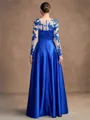 A-Line/Princess Satin Applique V-neck Long Sleeves Floor-Length Mother of the Bride Dresses