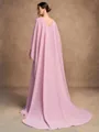 Sheath/Column Chiffon Ruffles Scoop Long Sleeves Sweep/Brush Train Mother of the Bride Dresses