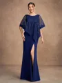 Sheath/Column Stretch Crepe Scoop Sleeveless Floor-Length Mother of the Bride Dresses