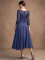 A-Line/Princess Chiffon Lace Scoop 3/4 Sleeves Tea-Length Mother of the Bride Dresses
