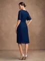 Sheath/Column Chiffon Beading Scoop 1/2 Sleeves Knee-Length Mother of the Bride Dresses