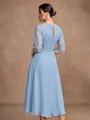 A-Line/Princess Chiffon Lace Scoop 1/2 Sleeves Tea-Length Mother of the Bride Dresses