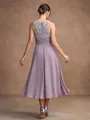 A-Line/Princess Chiffon Lace Scoop Sleeveless Tea-Length Mother of the Bride Dresses