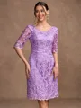 Sheath/Column Lace V-neck 1/2 Sleeves Short/Mini Mother of the Bride Dresses