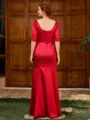 Sheath V-neck 1/2 Sleeves Appliques Lace Floor-Length Silk Like Satin Mother of the Bride Dress