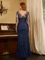 Sheath Scoop 3/4 Sleeves Floor-Length Lace Mother of the Bride Dress