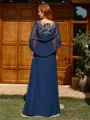 A-line Scoop Appliques Lace Floor-Length Chiffon Mother of the Bride Dress