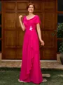 A-line Scoop Short Sleeves Appliques Lace Floor-Length Chiffon Mother of the Bride Dress