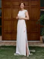 Sheath Bateau Appliques Lace Floor-Length Stretch Crepe Mother of the Bride Dress