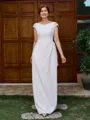 Sheath Bateau Appliques Lace Floor-Length Stretch Crepe Mother of the Bride Dress