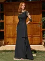 Sheath Scoop 1/2 Sleeves Appliques Lace Floor-Length Chiffon Mother of the Bride Dress
