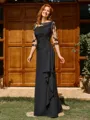 Sheath Scoop 1/2 Sleeves Appliques Lace Floor-Length Chiffon Mother of the Bride Dress