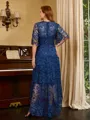 A-line Scoop 1/2 Sleeves Asymmetrical Lace Mother of the Bride Dress