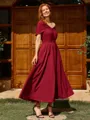 A-line Pleated Ankle-Length Stretch Crepe Mother of the Bride Dress