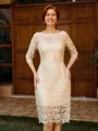 Sheath Bateau 3/4 Sleeves Knee-Length Lace Mother of the Bride Dress