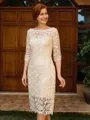 Sheath Bateau 3/4 Sleeves Knee-Length Lace Mother of the Bride Dress