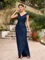Sheath/Column Ruched V-neck Sleeveless Floor-Length Mother of the Bride Dresses