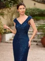 Sheath/Column Ruched V-neck Sleeveless Floor-Length Mother of the Bride Dresses
